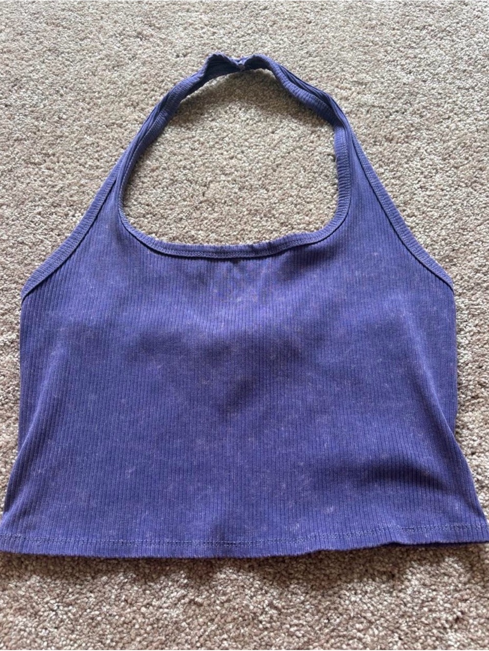 wild fable Purple Ribbed Halter Crop Tank